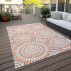 Piper Looms Chantille Circles ACN877 Coral Machine Washable Area Rug Outdoor Lifestyle Image Feature