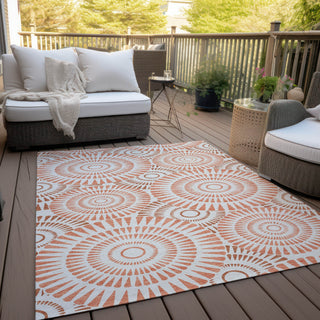 Piper Looms Chantille Circles ACN877 Coral Machine Washable Area Rug Outdoor Lifestyle Image Feature