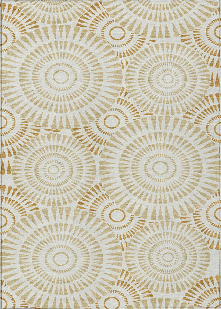 Piper Looms Chantille Circles ACN877 Gold Machine Washable Area Rug main image