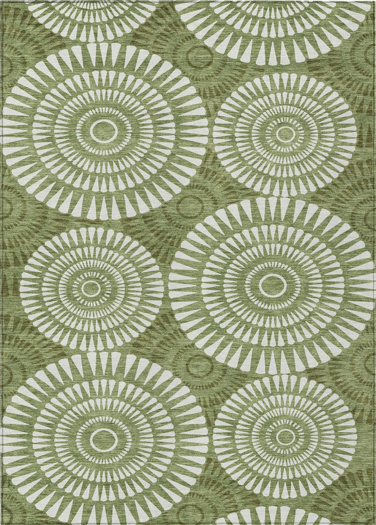 Piper Looms Chantille Circles ACN877 Green Machine Washable Area Rug main image