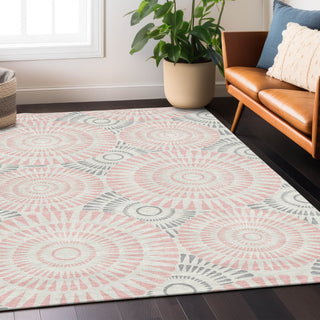 Piper Looms Chantille Circles ACN877 Pink Machine Washable Area Rug Lifestyle Image Feature