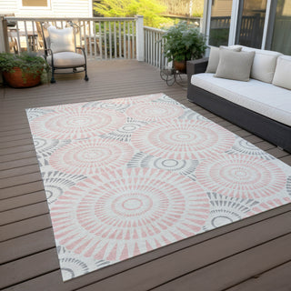 Piper Looms Chantille Circles ACN877 Pink Machine Washable Area Rug Outdoor Lifestyle Image Feature