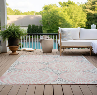 Piper Looms Chantille Circles ACN877 Pink Machine Washable Area Rug Outdoor Lifestyle Image Feature