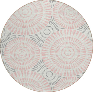 Piper Looms Chantille Circles ACN877 Pink Machine Washable Area Rug Round Main Image