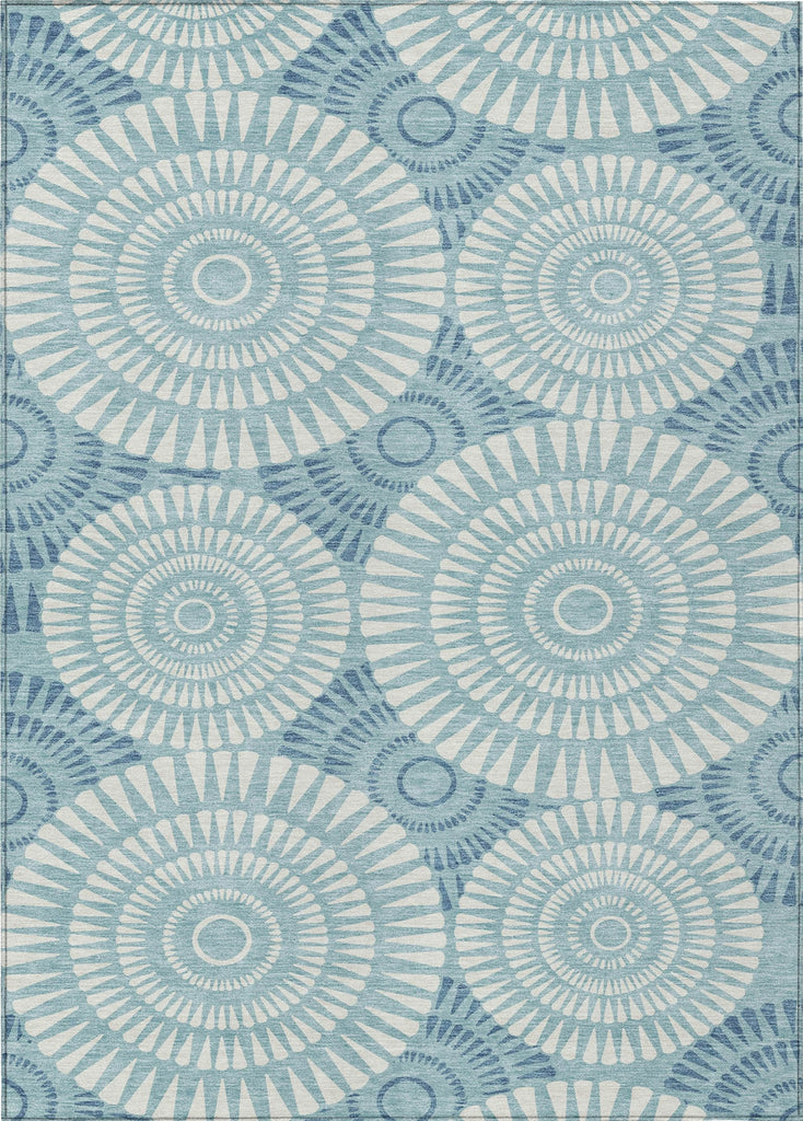 Piper Looms Chantille Circles ACN877 Teal Machine Washable Area Rug main image