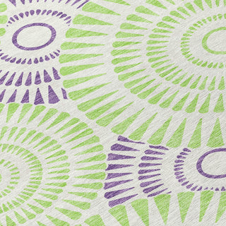 Piper Looms Chantille Circles ACN877 White Machine Washable Area Rug Swatch Image