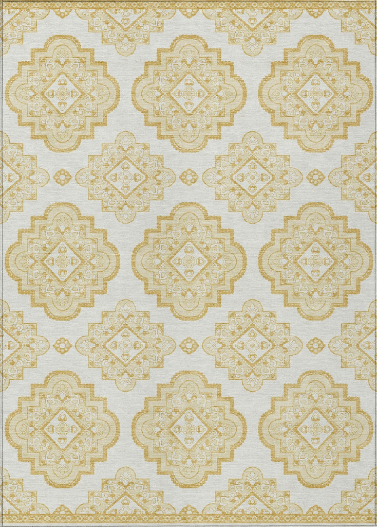 Piper Looms Chantille Medallions ACN878 Gold Machine Washable Area Rug main image