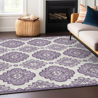 Piper Looms Chantille Medallions ACN878 Lavender Machine Washable Area Rug Lifestyle Image Feature