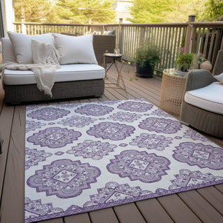 Piper Looms Chantille Medallions ACN878 Lavender Machine Washable Area Rug Outdoor Lifestyle Image Feature