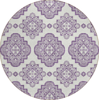 Piper Looms Chantille Medallions ACN878 Lavender Machine Washable Area Rug Round Main Image