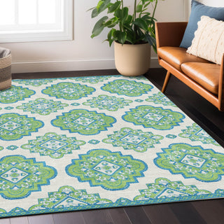 Piper Looms Chantille Medallions ACN878 Lime Machine Washable Area Rug Lifestyle Image Feature
