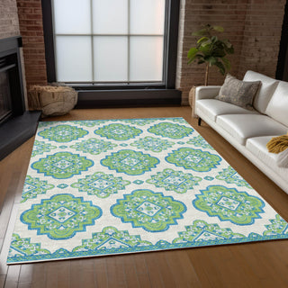 Piper Looms Chantille Medallions ACN878 Lime Machine Washable Area Rug Lifestyle Image Feature