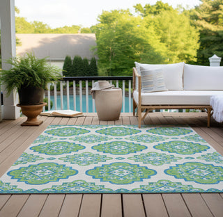 Piper Looms Chantille Medallions ACN878 Lime Machine Washable Area Rug Outdoor Lifestyle Image Feature