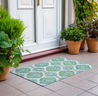 Piper Looms Chantille Medallions ACN878 Lime Machine Washable Area Rug Scatter Outdoor Lifestyle Image Feature