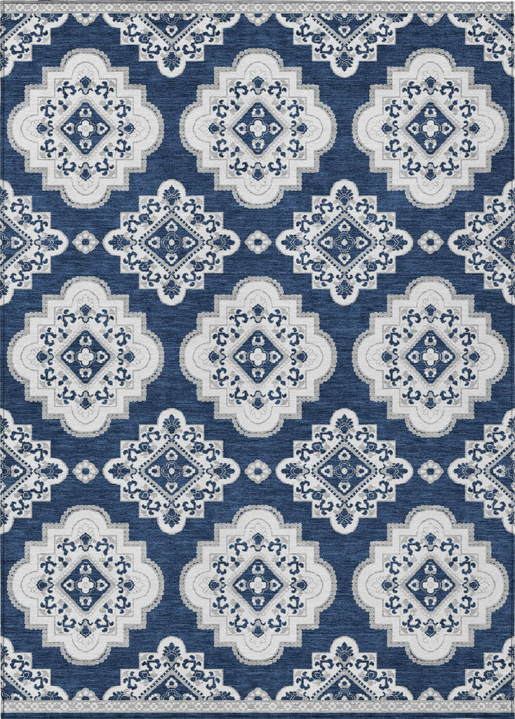 Piper Looms Chantille Medallions ACN878 Navy Machine Washable Area Rug main image