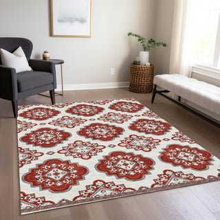 Piper Looms Chantille Medallions ACN878 Red Machine Washable Area Rug Lifestyle Image Feature