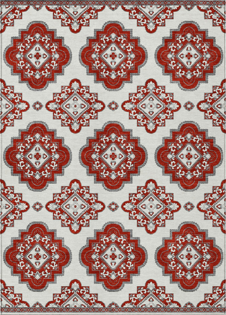 Piper Looms Chantille Medallions ACN878 Red Machine Washable Area Rug main image