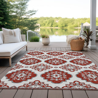 Piper Looms Chantille Medallions ACN878 Red Machine Washable Area Rug Outdoor Lifestyle Image Feature