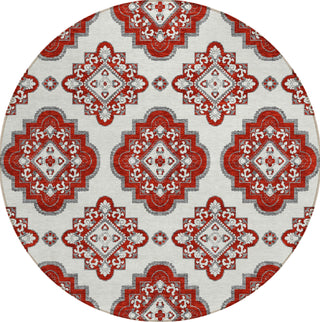 Piper Looms Chantille Medallions ACN878 Red Machine Washable Area Rug Round Main Image