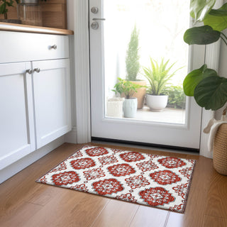 Piper Looms Chantille Medallions ACN878 Red Machine Washable Area Rug Scatter Lifestyle Image Feature