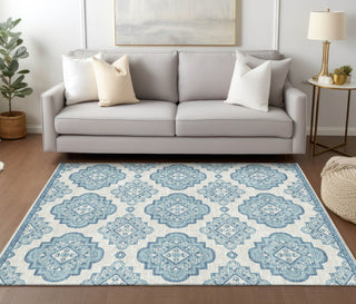 Piper Looms Chantille Medallions ACN878 Teal Machine Washable Area Rug Lifestyle Image Feature