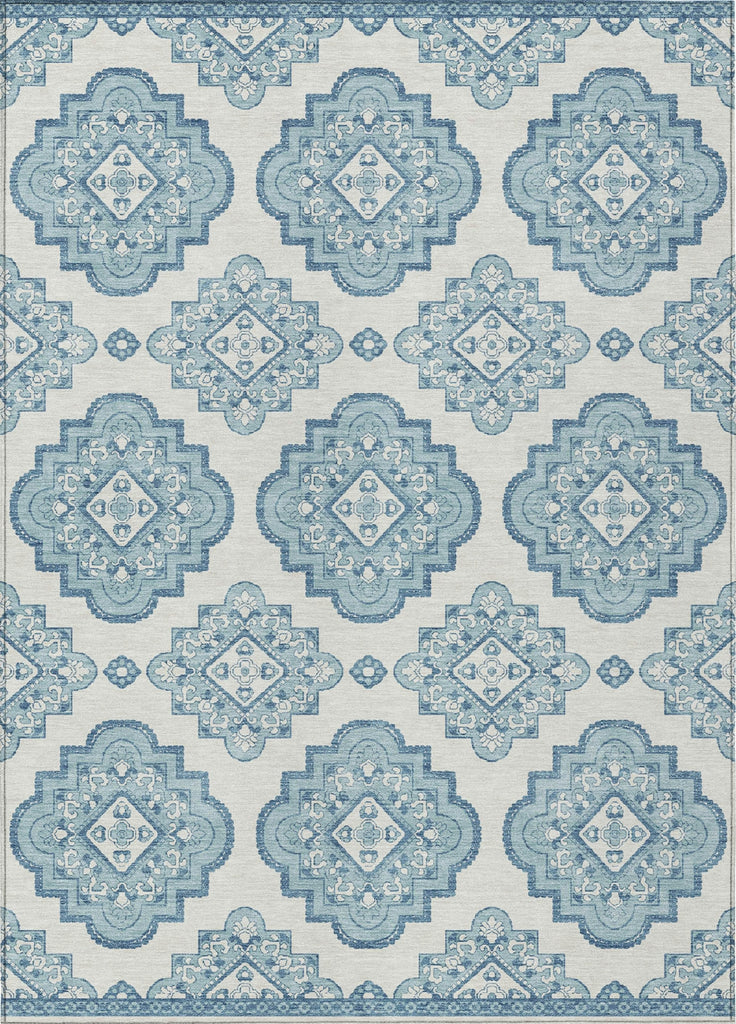Piper Looms Chantille Medallions ACN878 Teal Machine Washable Area Rug main image