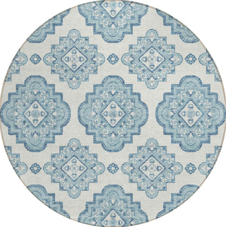 Piper Looms Chantille Medallions ACN878 Teal Machine Washable Area Rug Round Main Image