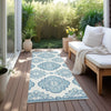 Piper Looms Chantille Medallions ACN878 Teal Machine Washable Area Rug Runner Outdoor Lifestyle Image Feature