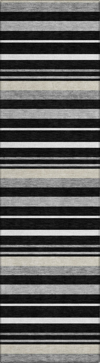 Piper Looms Chantille Stripes ACN879 Black Machine Washable Area Rug Runner Main Image