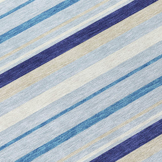 Piper Looms Chantille Stripes ACN879 Blue Machine Washable Area Rug Swatch Image