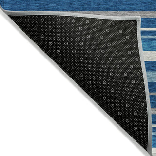 Piper Looms Chantille Stripes ACN879 Denim Machine Washable Area Rug Backing Image