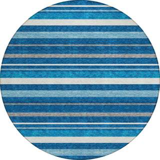 Piper Looms Chantille Stripes ACN879 Denim Machine Washable Area Rug Round Main Image