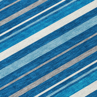 Piper Looms Chantille Stripes ACN879 Denim Machine Washable Area Rug Swatch Image