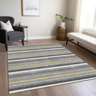 Piper Looms Chantille Stripes ACN879 Gray Machine Washable Area Rug Lifestyle Image Feature