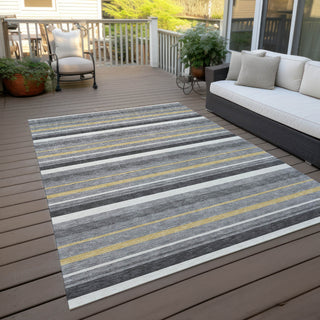 Piper Looms Chantille Stripes ACN879 Gray Machine Washable Area Rug Outdoor Lifestyle Image Feature