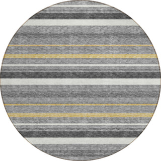 Piper Looms Chantille Stripes ACN879 Gray Machine Washable Area Rug Round Main Image