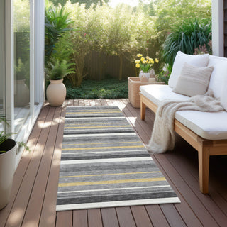 Piper Looms Chantille Stripes ACN879 Gray Machine Washable Area Rug Runner Outdoor Lifestyle Image Feature