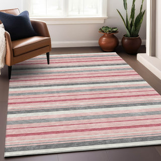 Piper Looms Chantille Stripes ACN879 Pink Machine Washable Area Rug Lifestyle Image Feature