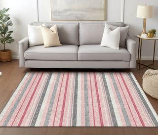 Piper Looms Chantille Stripes ACN879 Pink Machine Washable Area Rug Lifestyle Image Feature