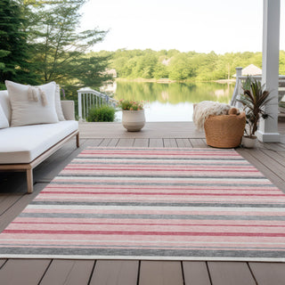 Piper Looms Chantille Stripes ACN879 Pink Machine Washable Area Rug Outdoor Lifestyle Image Feature