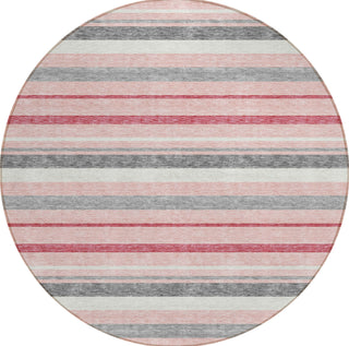 Piper Looms Chantille Stripes ACN879 Pink Machine Washable Area Rug Round Main Image