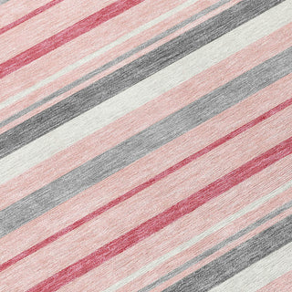 Piper Looms Chantille Stripes ACN879 Pink Machine Washable Area Rug Swatch Image