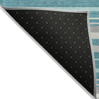 Piper Looms Chantille Stripes ACN879 Teal Machine Washable Area Rug Backing Image