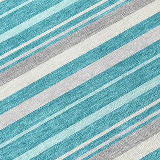 Piper Looms Chantille Stripes ACN879 Teal Machine Washable Area Rug Swatch Image
