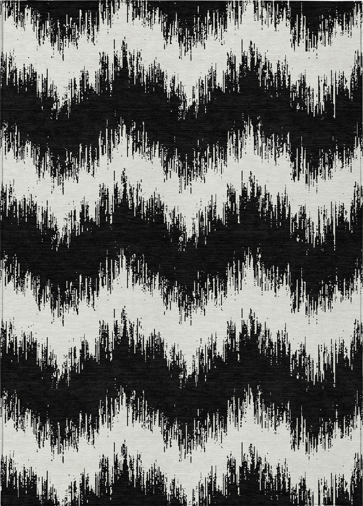 Piper Looms Chantille Chevron ACN880 Black Machine Washable Area Rug main image