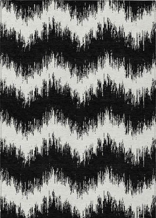 Piper Looms Chantille Chevron ACN880 Black Machine Washable Area Rug main image