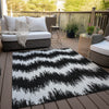 Piper Looms Chantille Chevron ACN880 Black Machine Washable Area Rug Outdoor Lifestyle Image Feature