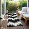 Piper Looms Chantille Chevron ACN880 Black Machine Washable Area Rug Runner Outdoor Lifestyle Image Feature