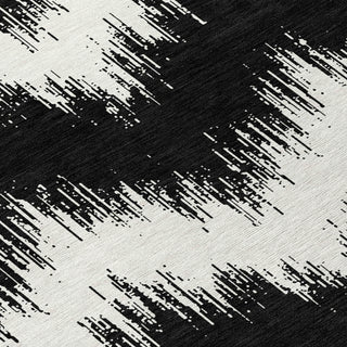 Piper Looms Chantille Chevron ACN880 Black Machine Washable Area Rug Swatch Image