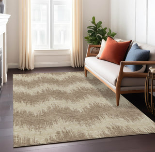 Piper Looms Chantille Chevron ACN880 Brown Machine Washable Area Rug Lifestyle Image Feature